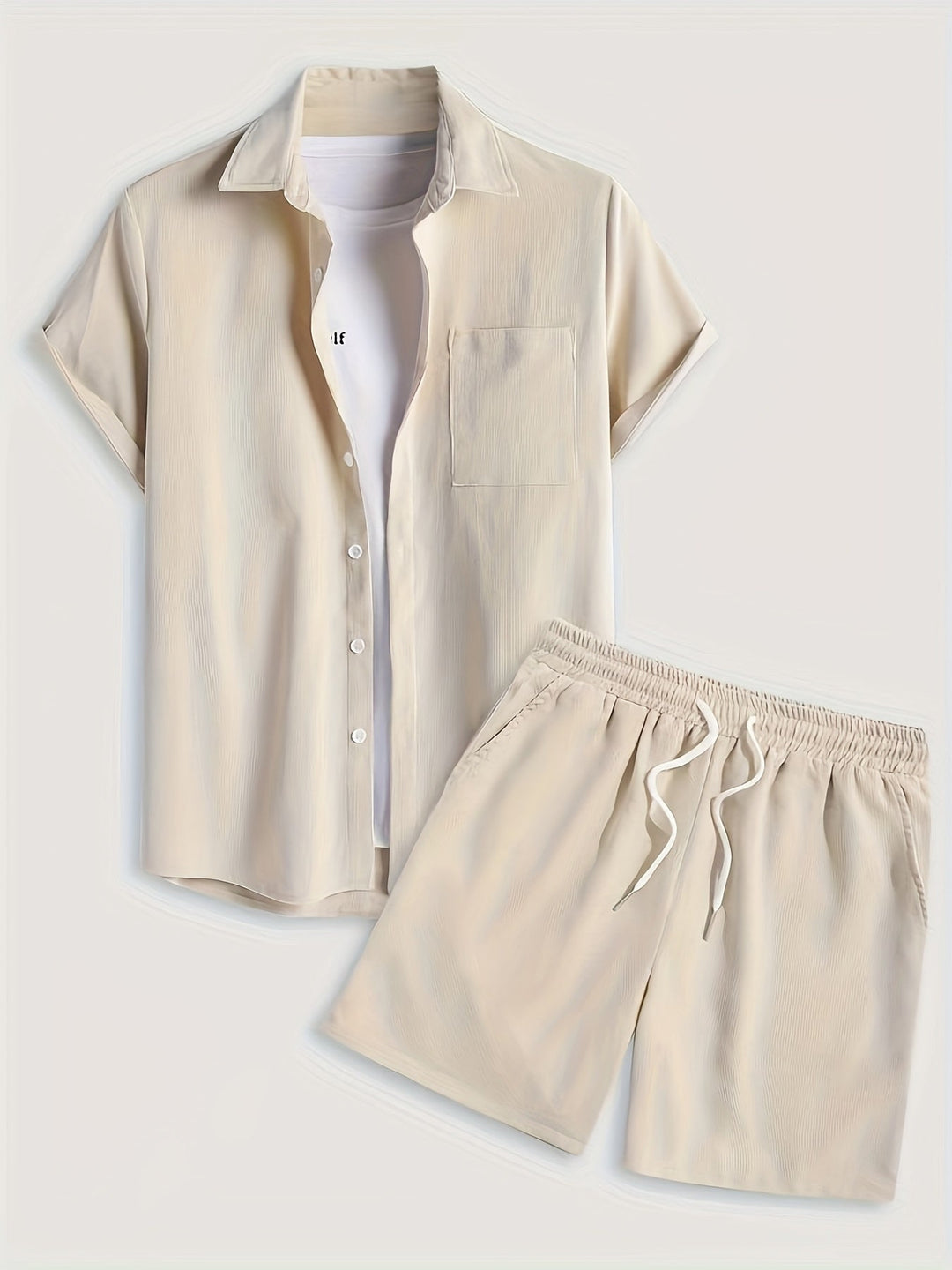 Levoire | Ensemble D'Été Uni Avec T-Shirt Et Short Couleur kaki