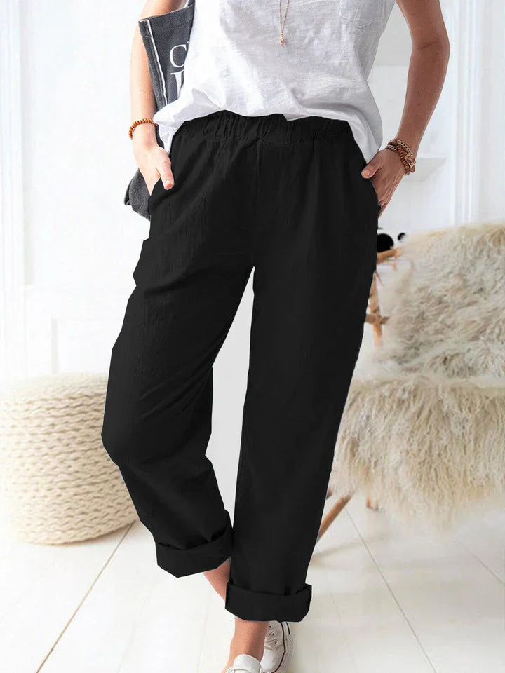 Levoire | Pantalon En Lin Avec Élastique - Confortable & Élégant Noir