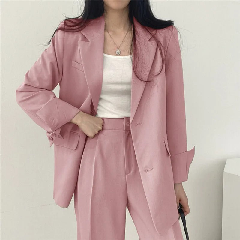 Levoire | Veste Bleue Avec Ensemble De Pantalon Rosa
