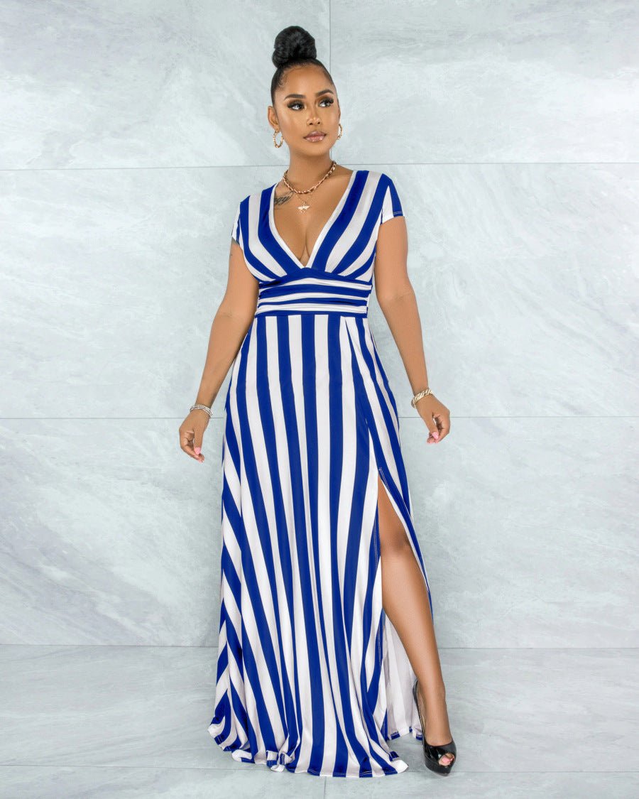 Levoire | Robe Dame Longue Luxueuse Avec Rayures