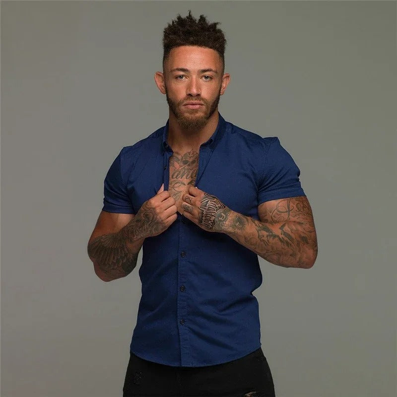 Levoire | Noir Léger Mouvement Chemise Homme bleu