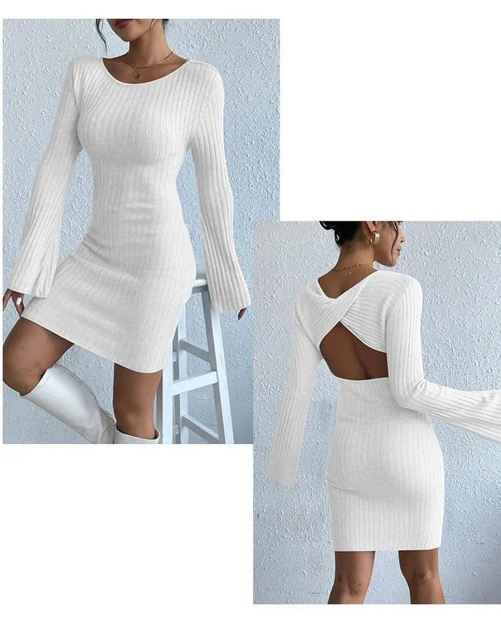 Levoire | Robe femme sans dos et avec des manches en forme de cloche