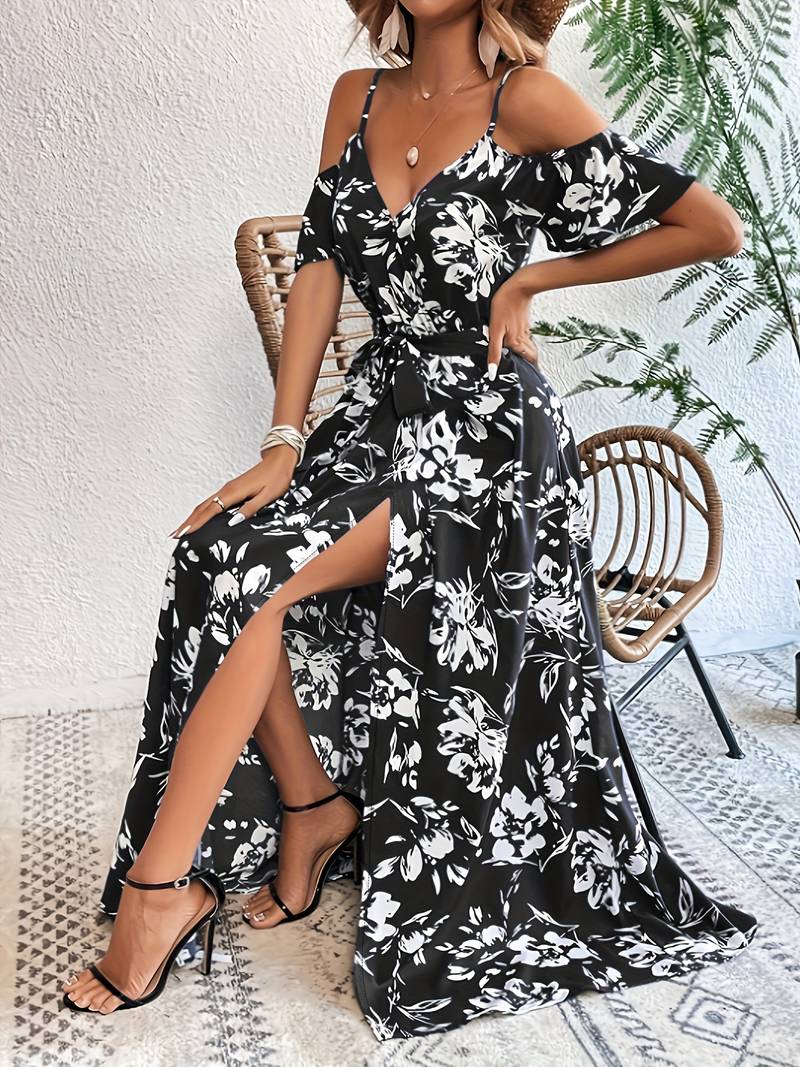 Levoire | Élégante Robe A-Ligne Sans Manches Avec Fente Noir