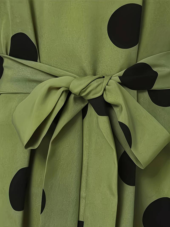 Levoire | Robe À Manches Longues À Pois Avec Col Rond