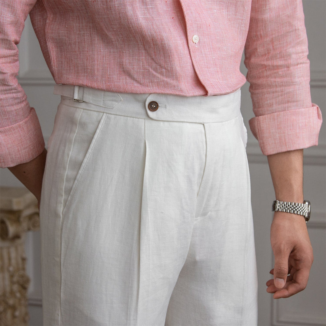 Levoire | Pantalon En Lin Léger Avec Taille Élastique Blanc