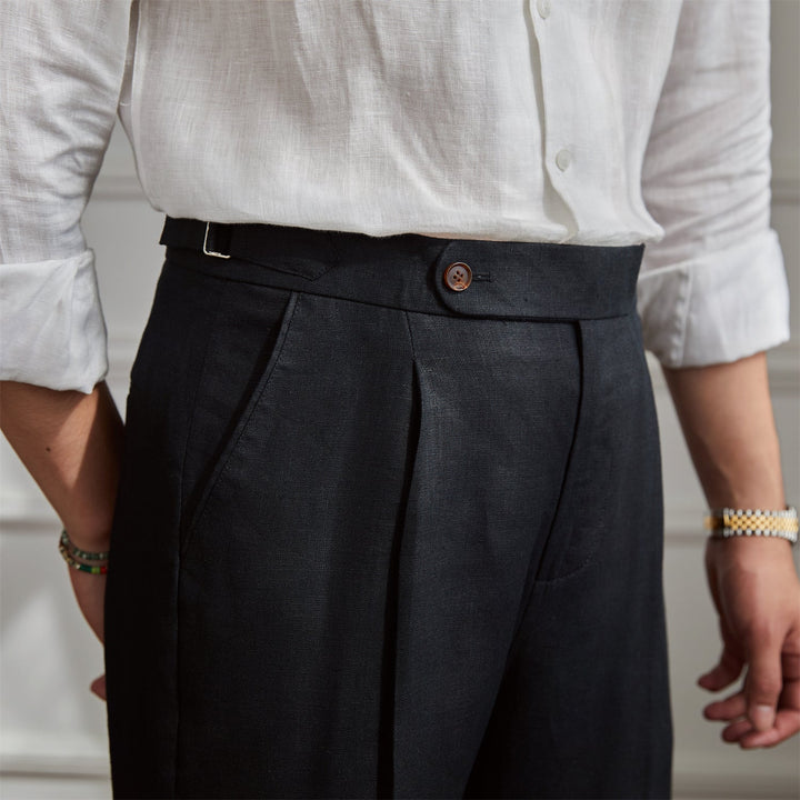 Levoire | Pantalon En Lin Léger Avec Taille Élastique Noir