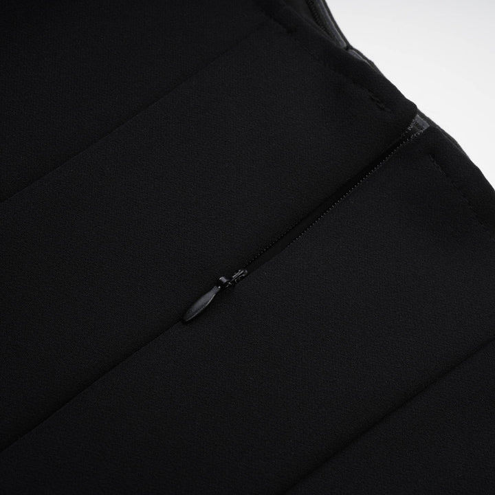 Levoire | Noir Ouvert Dos Plissé Midi Robe