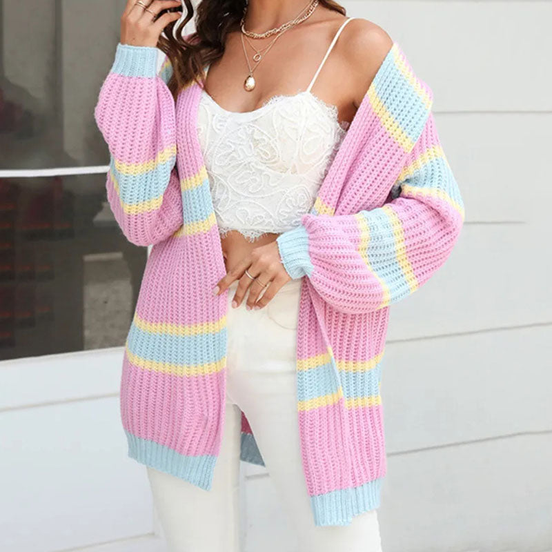 Levoire | Gilet Femmes Rayé Coloré Long