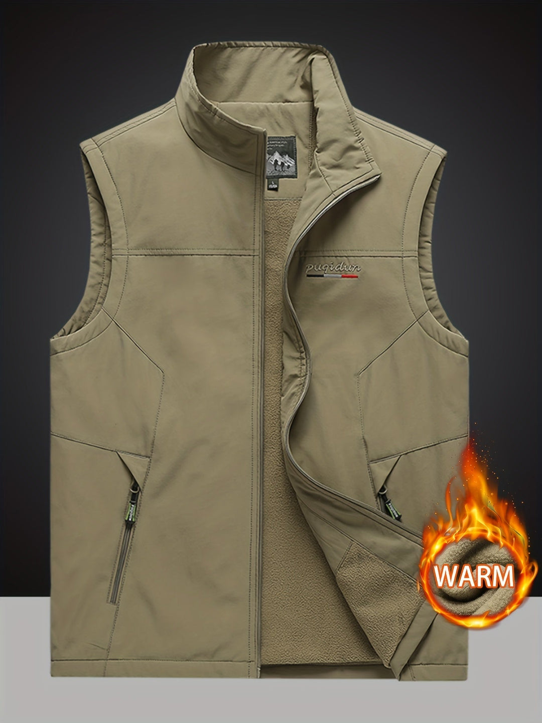 Levoire | Gilet En Polaire Chaud Avec Col Montant Couleur kaki