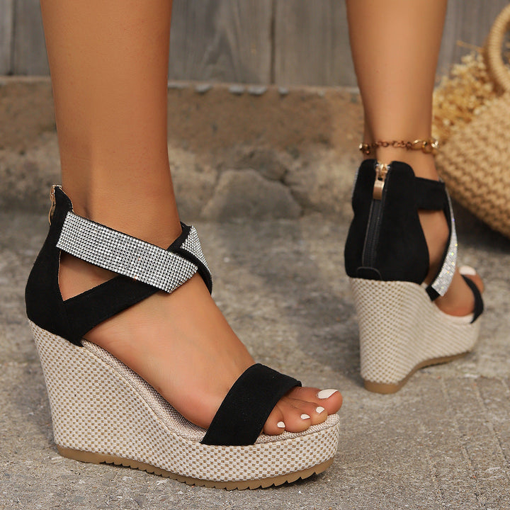 Levoire | Sandales Pour Femmes Avec Talon, Design En Peau De Poisson Et Strass