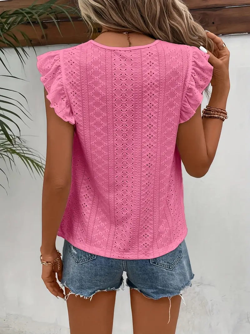 Levoire | T-Shirt Vintage Avec Col Rond Et Ornements En Volants