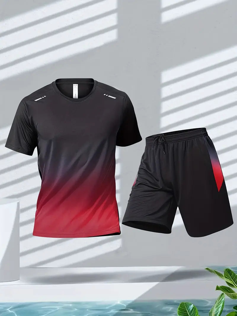 Levoire | 2 Pièces Costume De Sport Pour Hommes Noir-Rouge