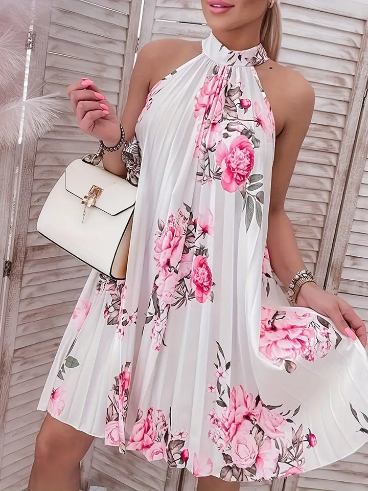 Levoire | Robe Sans Manches Plissée Avec Imprimé Floral Jaune