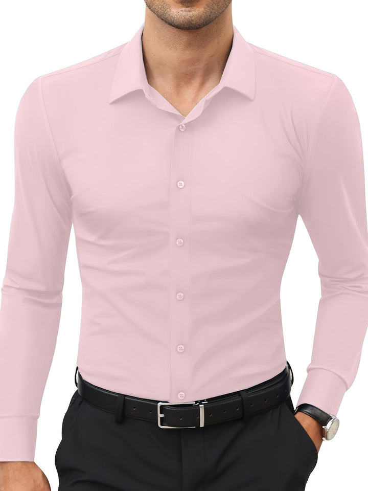 Levoire | Slim Fit Stretch Chemise Homme Boutonnée La couleur de Rosan