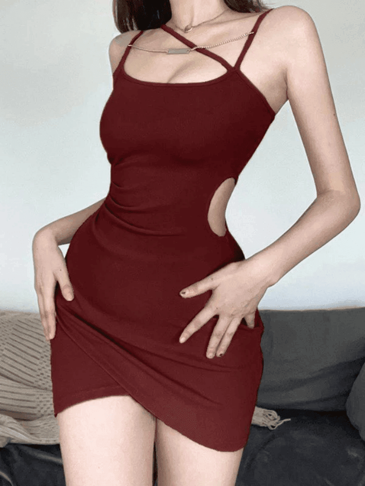 Levoire | Robe Mini Découpée À Crossover Ornée De Chaînes Rot