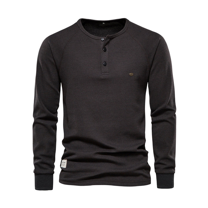 Levoire | Rento Col Rond Chemise À Manches Longues Et Patte De Boutonnage Gris foncé
