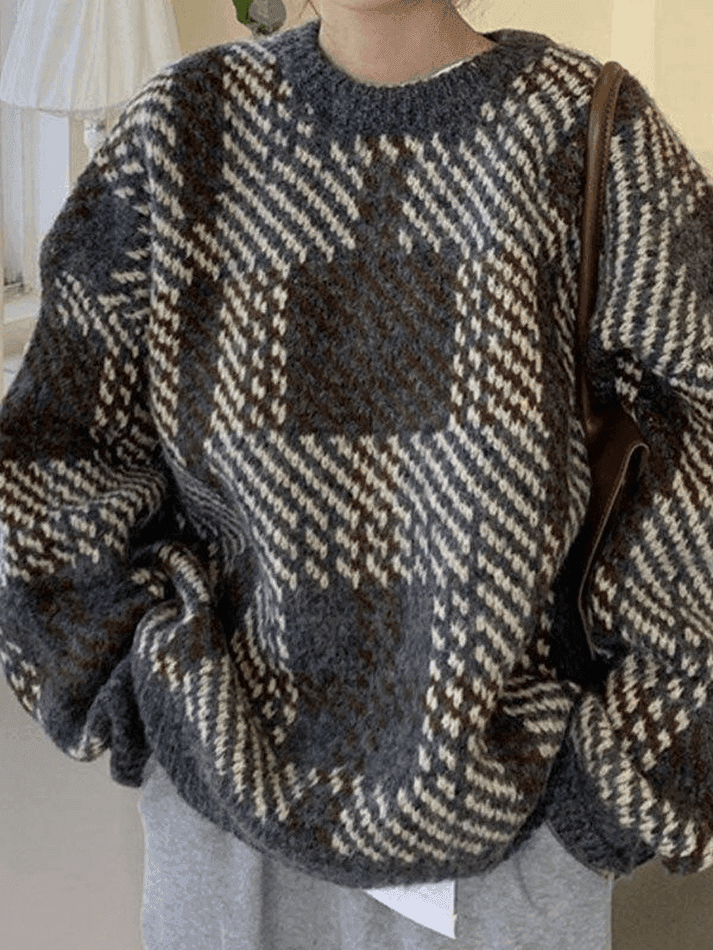Levoire | Sweat-Shirt En Tricot À Carreaux Gris Taille unique