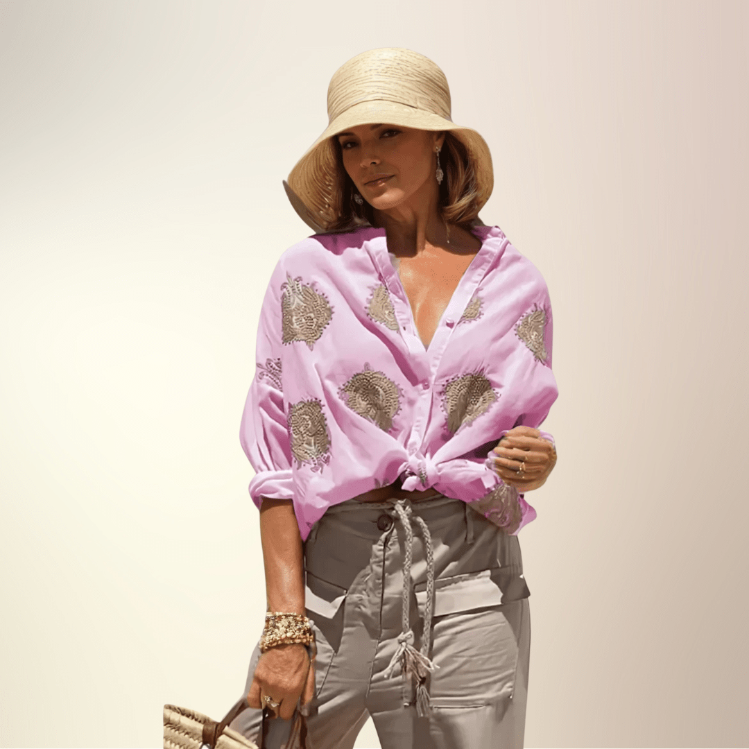 Levoire | Chemise Décontractée Pour Femme Avec Impression Graphique rose corail