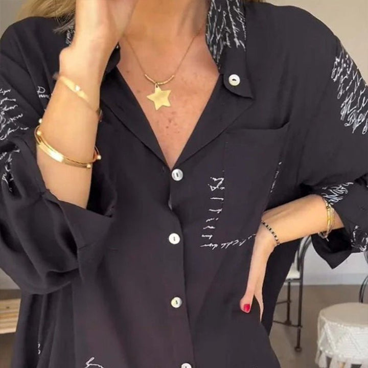 Levoire | Blouse Légère À Imprimé Avec Manches Longues Pour Femmes Noir