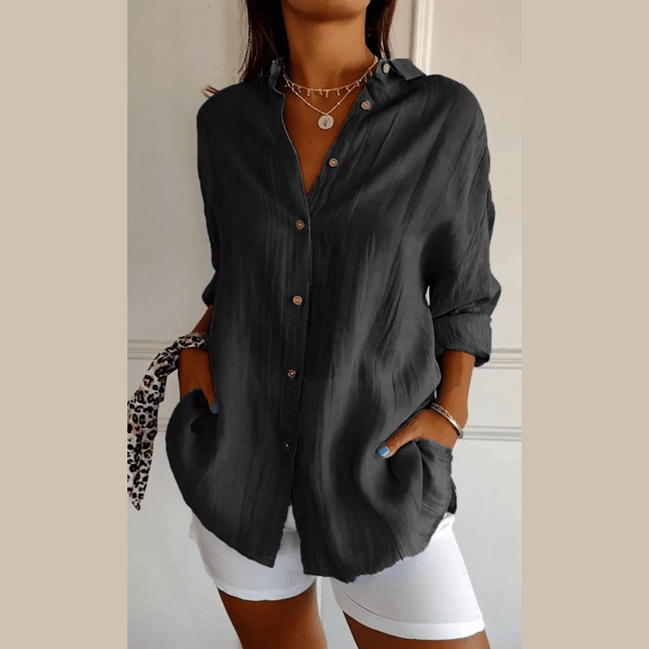 Levoire | Chemise À Manches Longues Weinlese En Soie Glacée Pour Femmes Noir