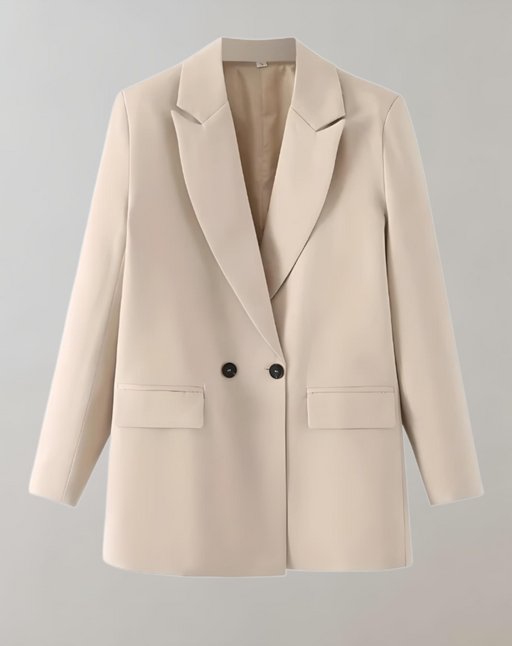 Levoire | Veste De Col Formel Unie Grande Taille Confortable Beige