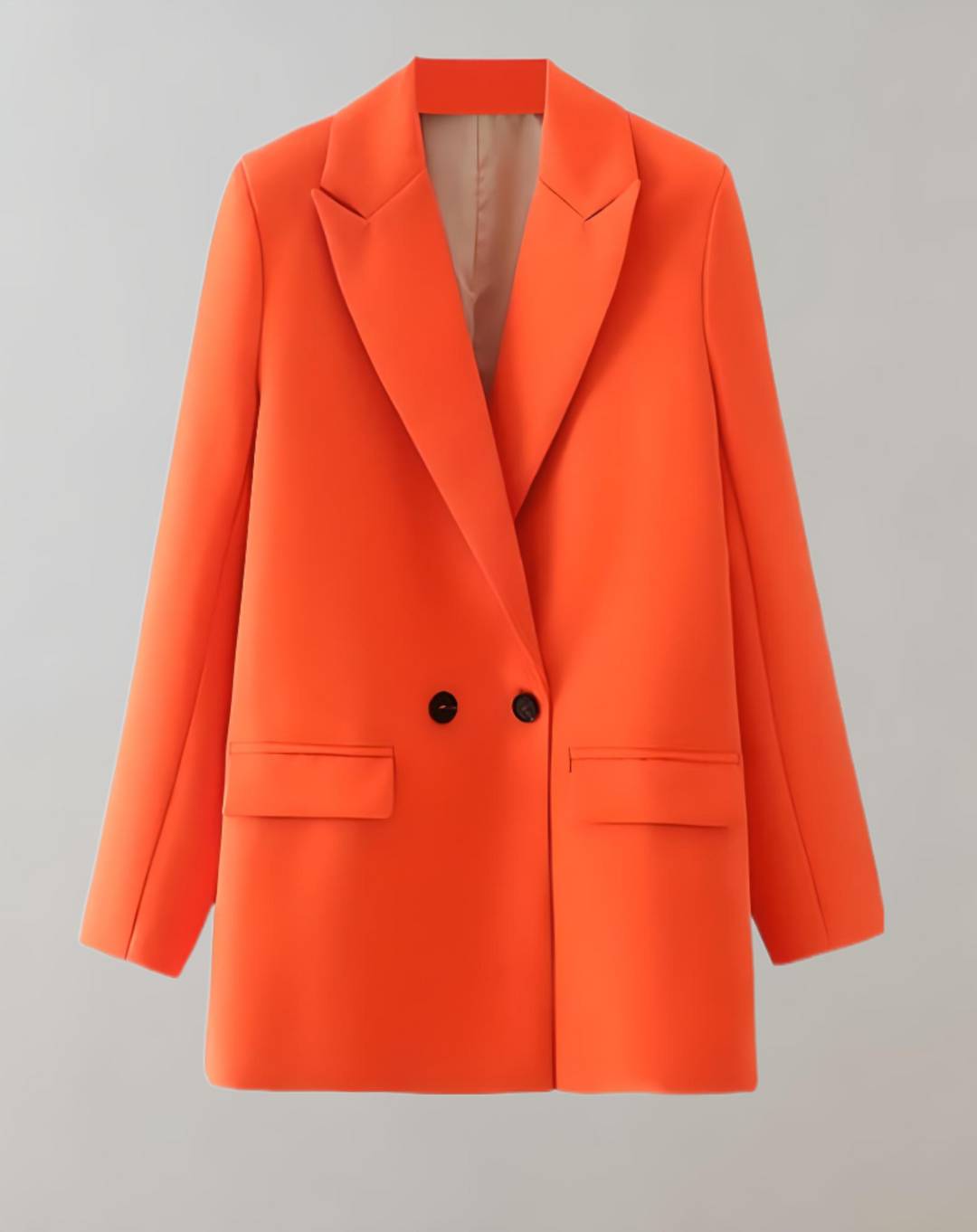 Levoire | Veste De Col Formel Unie Grande Taille Confortable Orange
