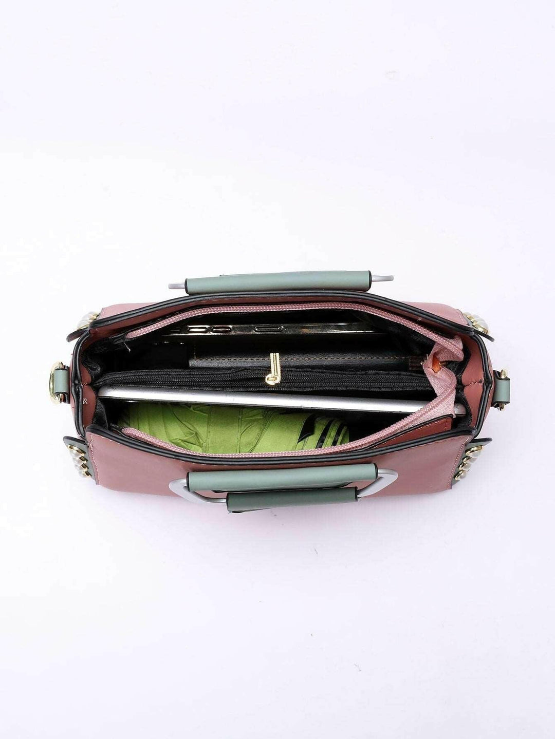 Levoire | Sac Chic Carré En Vert Clair Polyester Avec Pompon Ludique