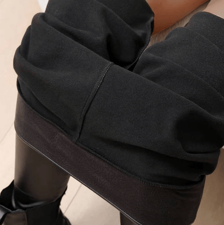 Levoire | Leggings noires pour femmes Taille haute Legging thermique en cuir synthétique