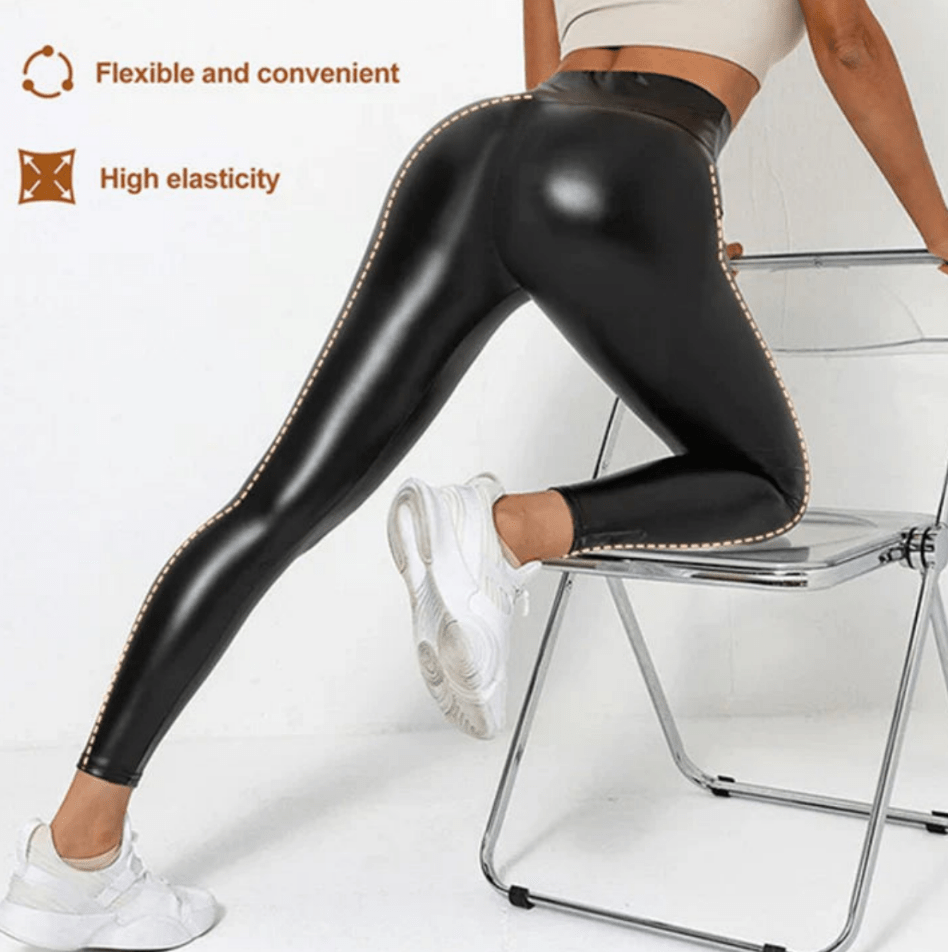 Levoire | Leggings noires pour femmes Taille haute Legging thermique en cuir synthétique