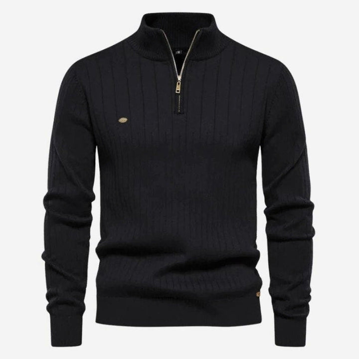 Levoire | Pull homme Pull avec fermeture éclair et col Affaires Décontracté Pull homme Noir