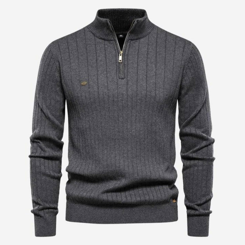 Levoire | Pull homme Pull avec fermeture éclair et col Affaires Décontracté Pull homme Gris foncé