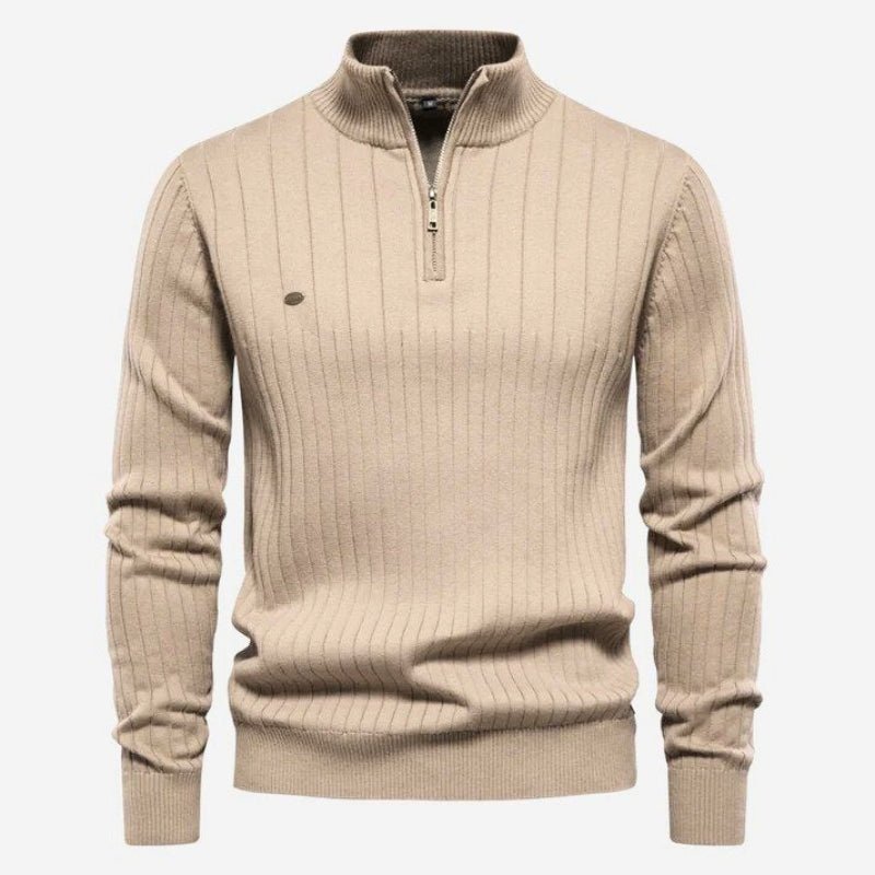 Levoire | Pull homme Pull avec fermeture éclair et col Affaires Décontracté Pull homme Braun