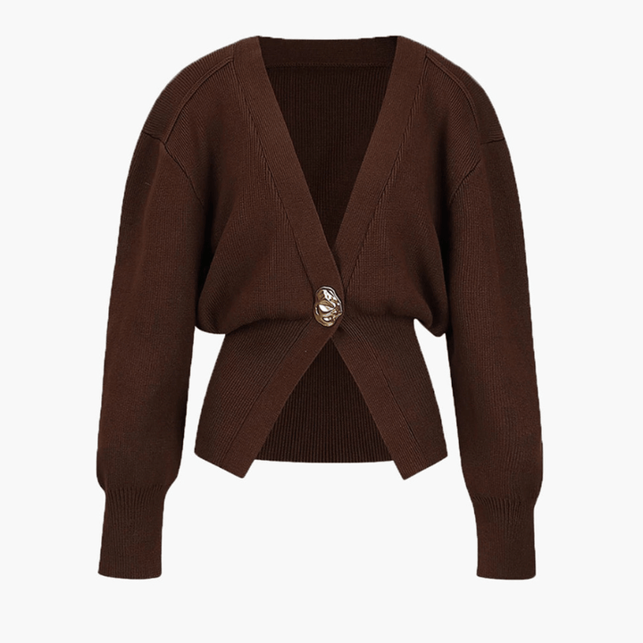 Levoire | Pull V boutons dorés femme Braun