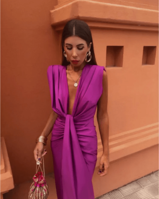 Levoire | Robe de fête avec décolleté profond robe femme Lilas