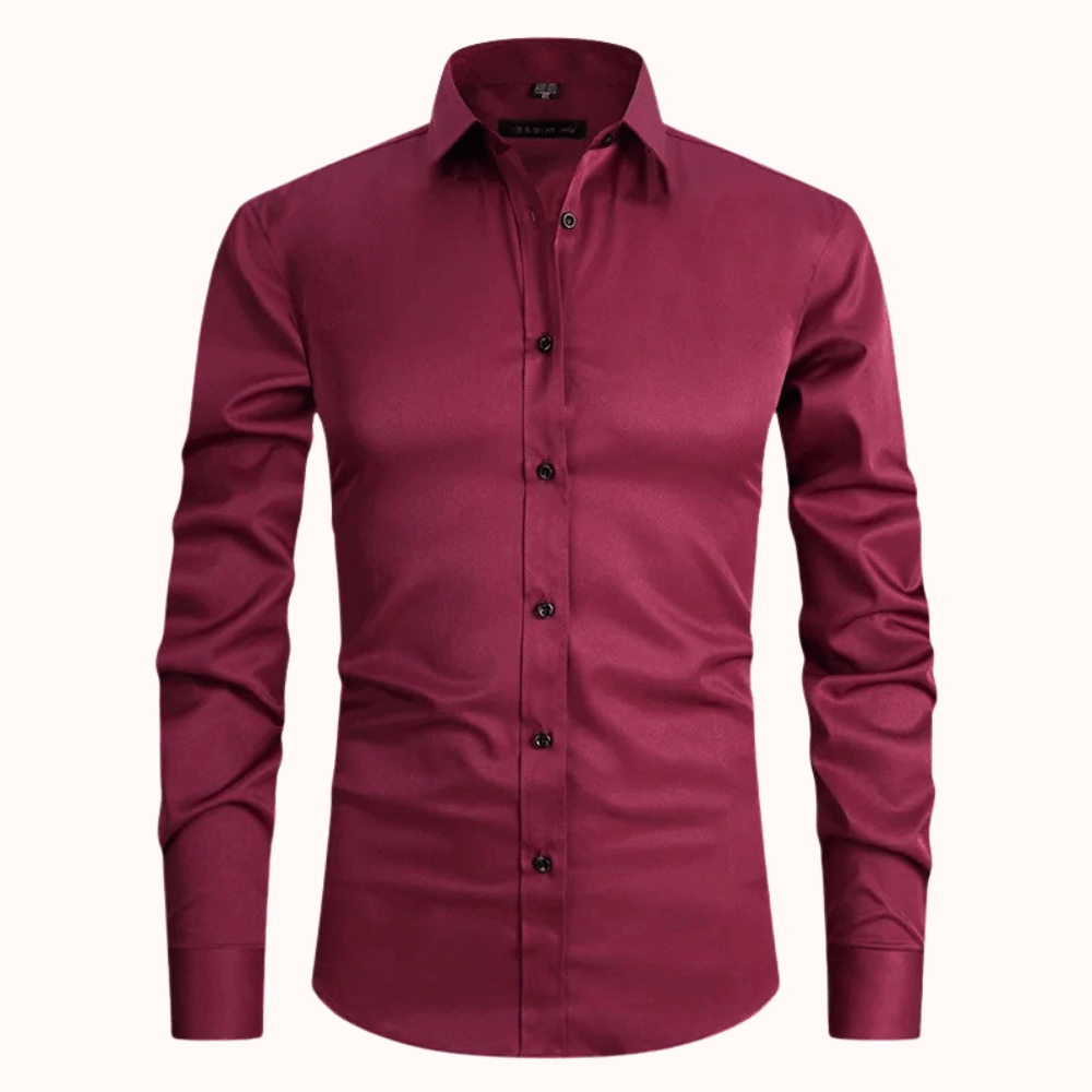 Levoire | Chemise Homme Ajustée Confortable Stretch Mode de Loisir Design Intemporel Bordeaux