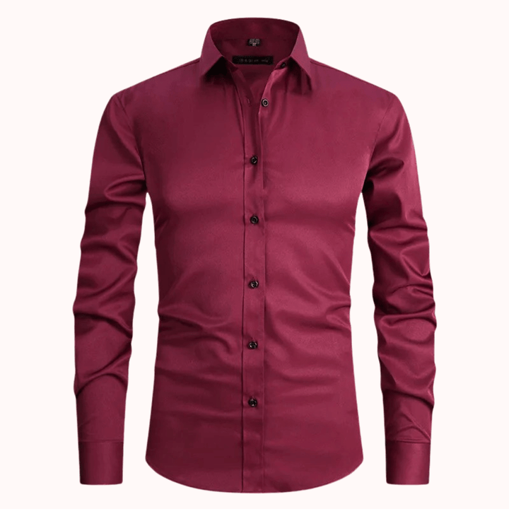 Levoire | Chemise Homme Ajustée Confortable Stretch Mode de Loisir Design Intemporel Bordeaux