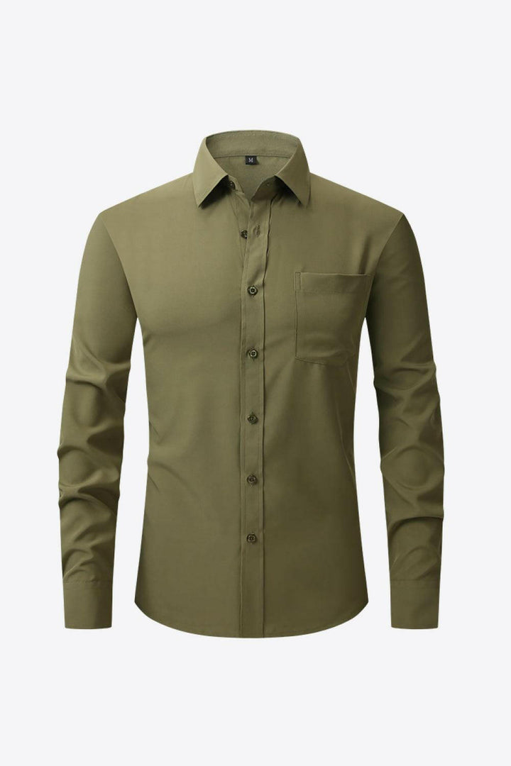 Levoire | Chemise Classique À Manches Longues Avec Col Et Poche Moos