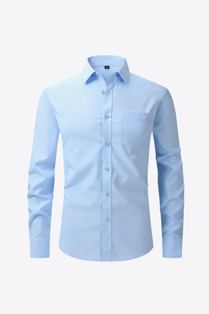 Levoire | Chemise Classique À Manches Longues Avec Col Et Poche Bleu pastel