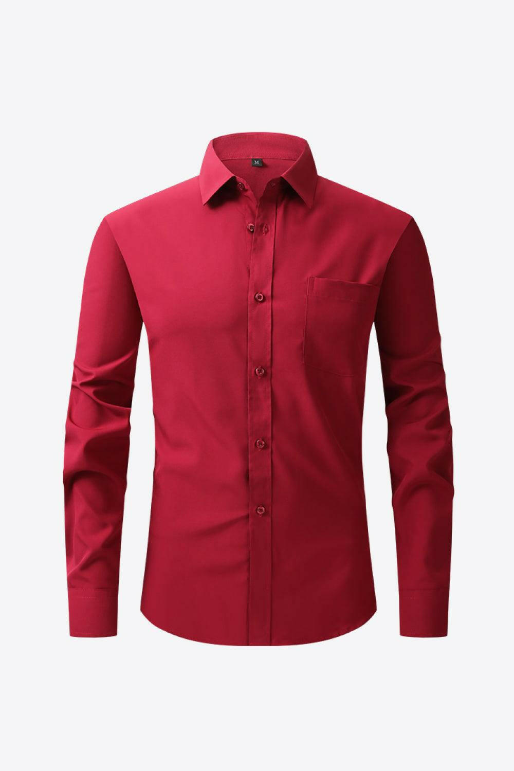 Levoire | Chemise Classique À Manches Longues Avec Col Et Poche Vin