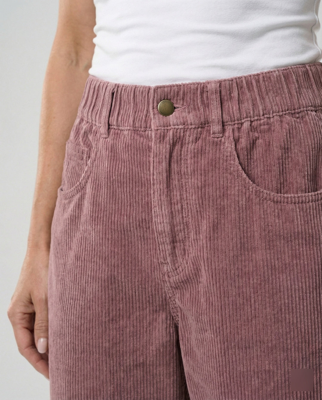 Pantalon en velours côtelé pour femmes Pantalon large Taille haute
