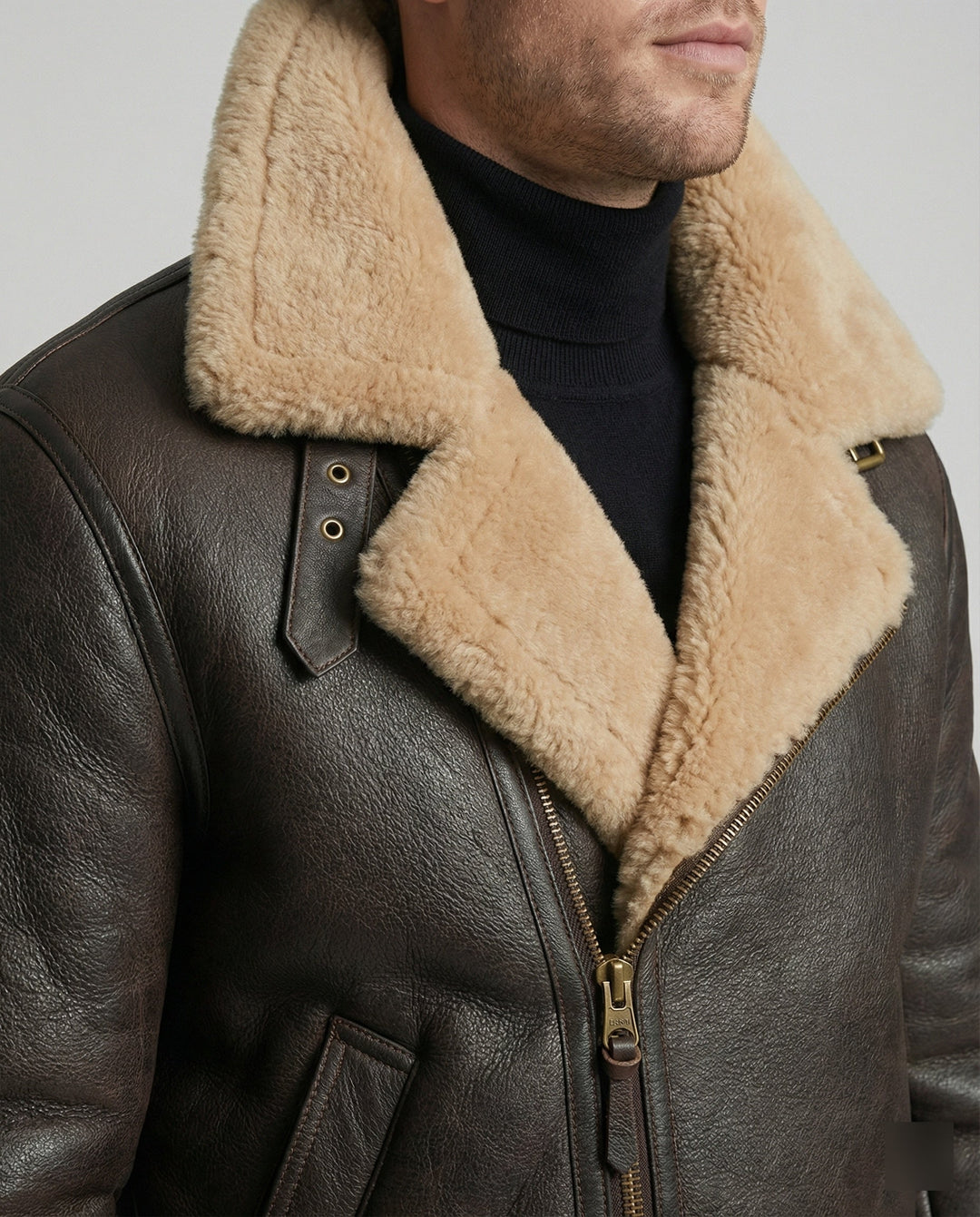 Luxus en peau de mouton pilote jacket