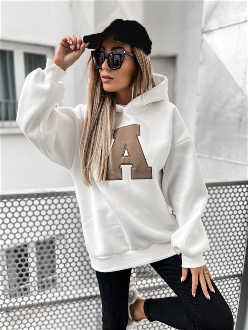 Levoire | sweat à capuche sans poche imprimé lettre A BLANC