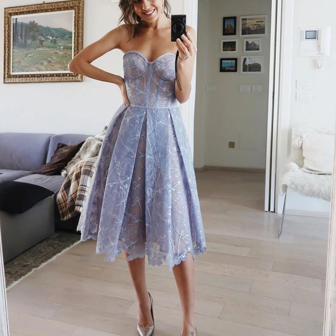 Levoire | Robe De Cocktail Sans Épaules Satin Femme