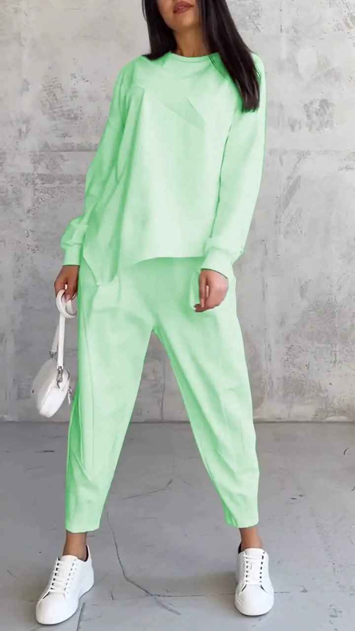 Levoire | col rond chemise à manches longues et pantalon Vert