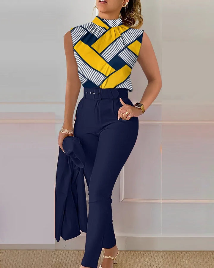 Levoire | Haut sans manches imprimé et pantalon BLEU JAUNE
