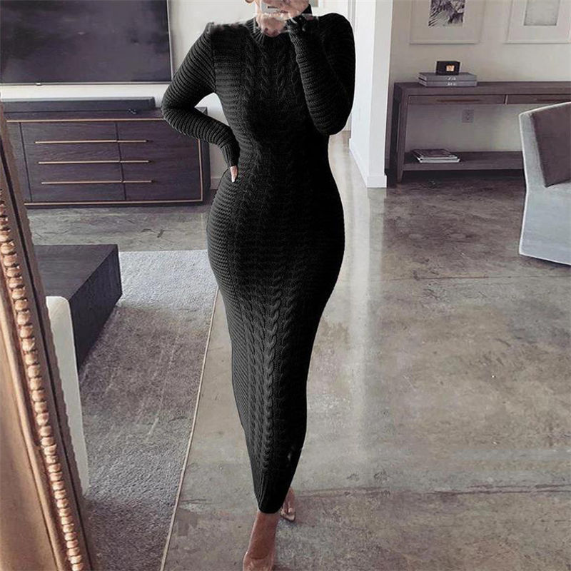 Levoire | long pulli solide avec col rond et manches longues NOIR