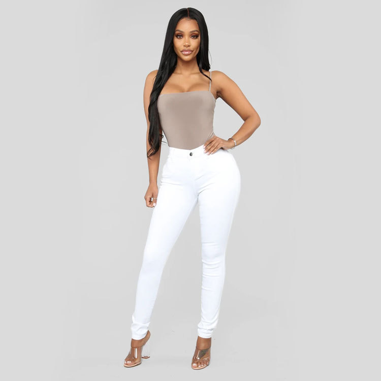 Levoire | slim taille haute décontracté BLANC