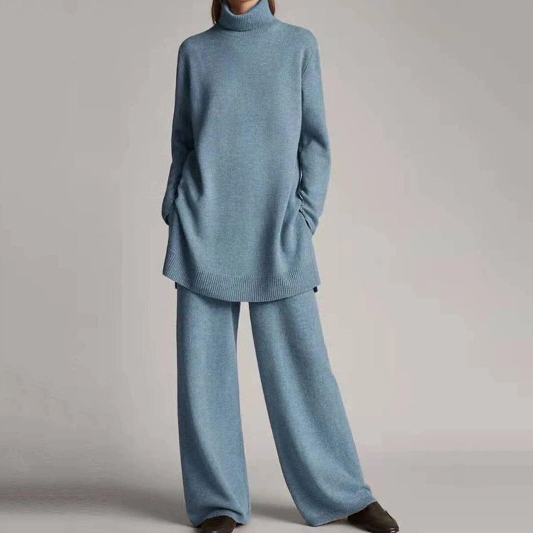 Levoire | Pull À Col Roulé Et Pantalon À Jambes Larges Bleu