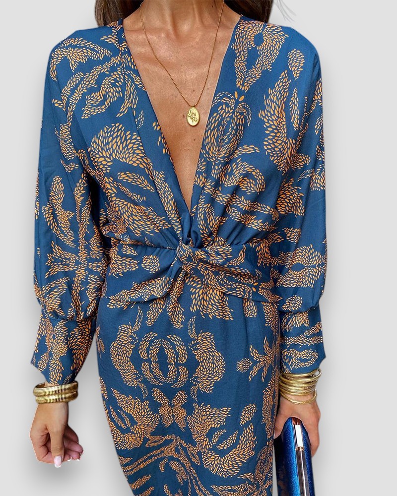 Levoire | Robe Élégante À Décolleté En V Bleu