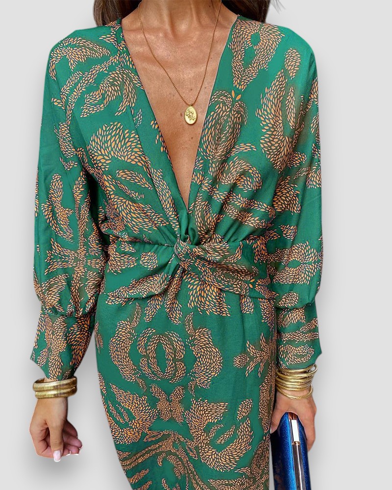Levoire | Robe Élégante À Décolleté En V Vert